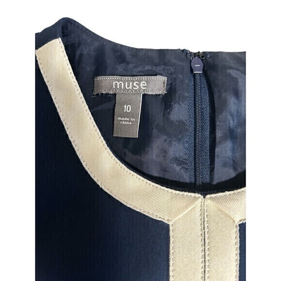 Muse Women’s Professional Business Casual 10 Blue/cream Stealth Dress M… - Picture 4 of 6